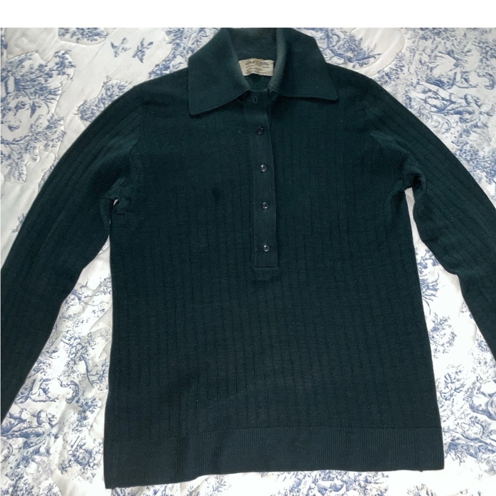 JAEGER Sweater Womens Size 40 All Wool  UK Vtg Dark Green Beautiful